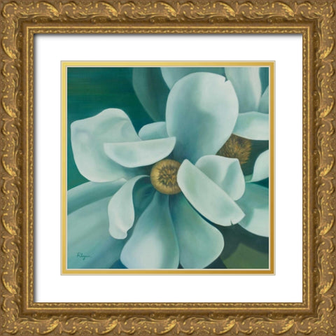 Twin Magnolia Gold Ornate Wood Framed Art Print with Double Matting by Rhyan, Vivien