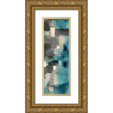 Downtown Blue Rain II Gold Ornate Wood Framed Art Print with Double Matting by Loreth, Lanie