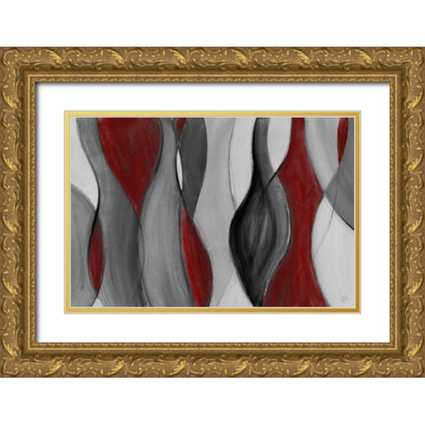 Coalescence - red gray black Gold Ornate Wood Framed Art Print with Double Matting by Loreth, Lanie
