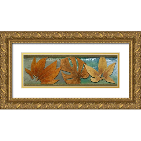 Leaf Panel III Gold Ornate Wood Framed Art Print with Double Matting by Pinto, Patricia