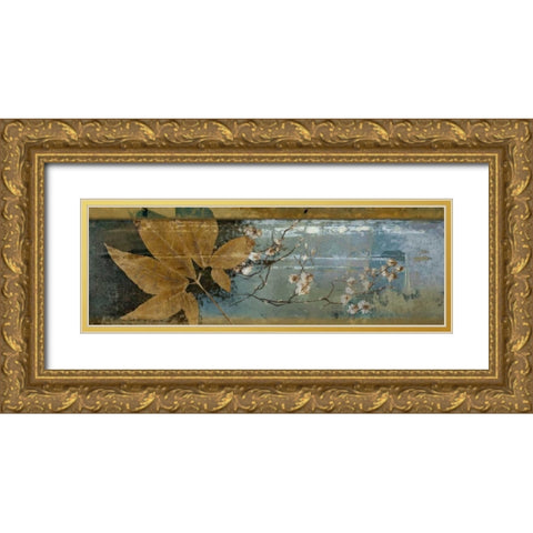 Leaf Panel IV Gold Ornate Wood Framed Art Print with Double Matting by Pinto, Patricia