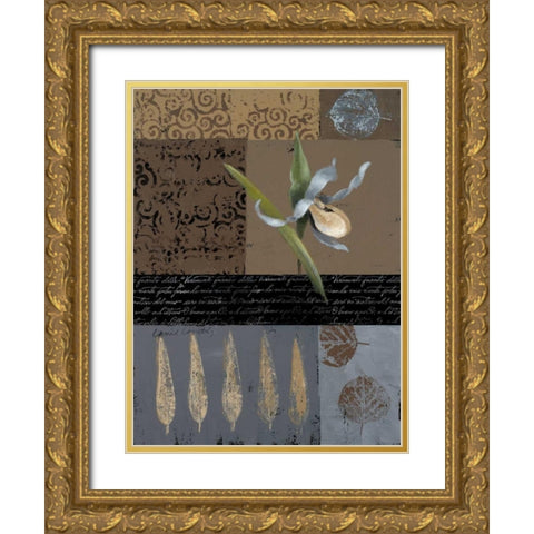 Slipper Orchid in Blue I Gold Ornate Wood Framed Art Print with Double Matting by Loreth, Lanie