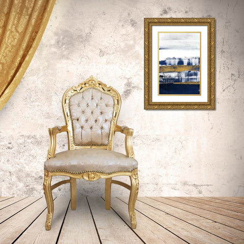 Midnight Gold Rain I Gold Ornate Wood Framed Art Print with Double Matting by Loreth, Lanie