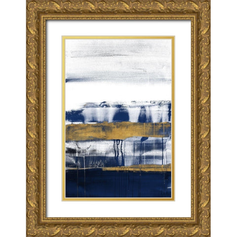 Midnight Gold Rain I Gold Ornate Wood Framed Art Print with Double Matting by Loreth, Lanie
