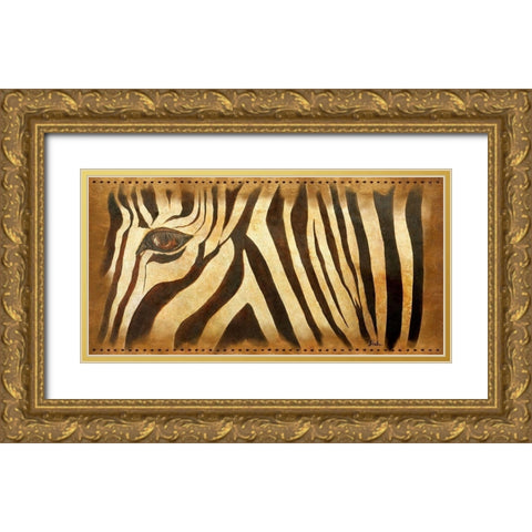 Zebra Eye Gold Ornate Wood Framed Art Print with Double Matting by Pinto, Patricia
