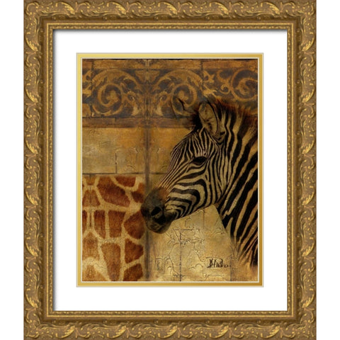 Elegant Safari I-Zebra Gold Ornate Wood Framed Art Print with Double Matting by Pinto, Patricia