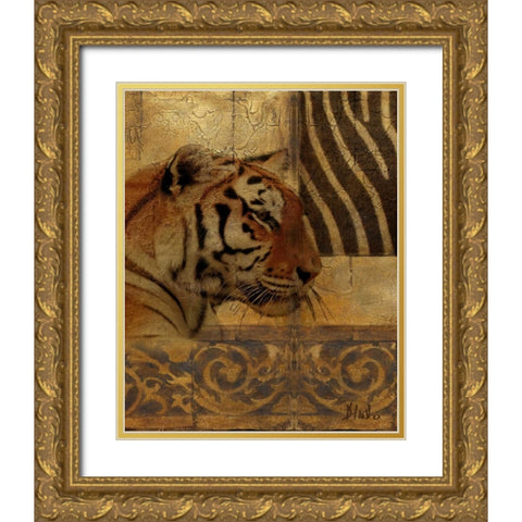 Elegant Safari II-Tiger Gold Ornate Wood Framed Art Print with Double Matting by Pinto, Patricia