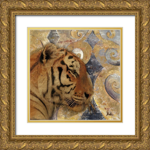 Golden Safari II (Tiger) Gold Ornate Wood Framed Art Print with Double Matting by Pinto, Patricia