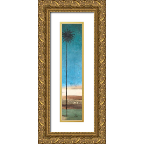 Thin Palms II - In Coastal Colors Gold Ornate Wood Framed Art Print with Double Matting by Pinto, Patricia