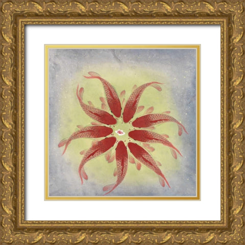 Synchronized Koi Gold Ornate Wood Framed Art Print with Double Matting by Urban Pearl Collection, Llc
