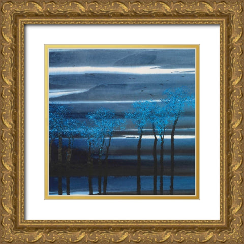 Indigo Forest II Gold Ornate Wood Framed Art Print with Double Matting by Urban Pearl Collection, Llc