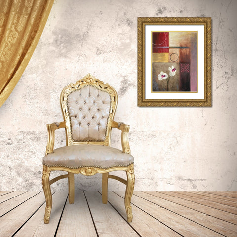 Flowers and Abstract Study I Gold Ornate Wood Framed Art Print with Double Matting by Marcon, Michael