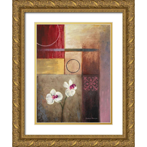 Flowers and Abstract Study I Gold Ornate Wood Framed Art Print with Double Matting by Marcon, Michael