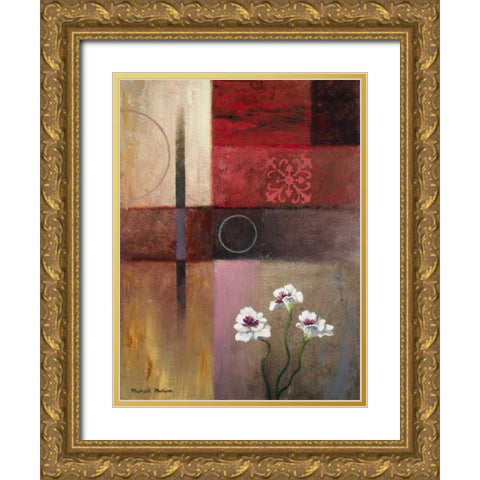 Flowers and Abstract Study II Gold Ornate Wood Framed Art Print with Double Matting by Marcon, Michael