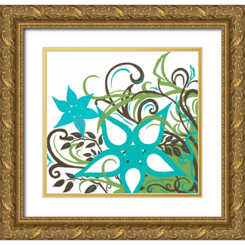 Floral Twist I Gold Ornate Wood Framed Art Print with Double Matting by Hakimipour-Ritter