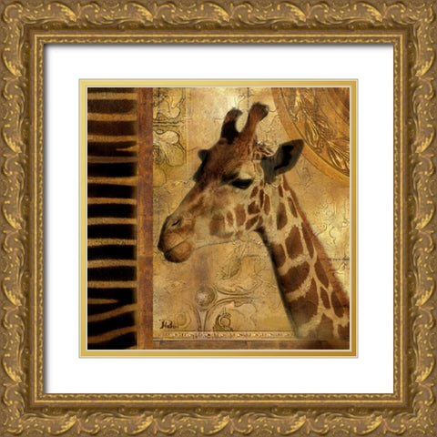 Elegant Safari III-Giraffe Gold Ornate Wood Framed Art Print with Double Matting by Pinto, Patricia