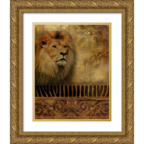 Elegant Safari IV Gold Ornate Wood Framed Art Print with Double Matting by Pinto, Patricia