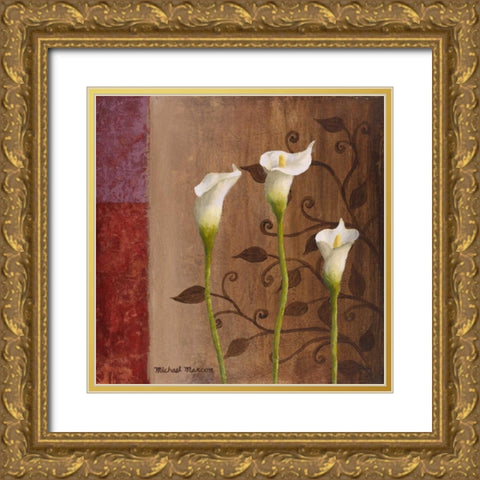 Calla Lilies I Gold Ornate Wood Framed Art Print with Double Matting by Marcon, Michael