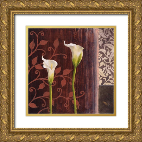 Calla Lilies II Gold Ornate Wood Framed Art Print with Double Matting by Marcon, Michael