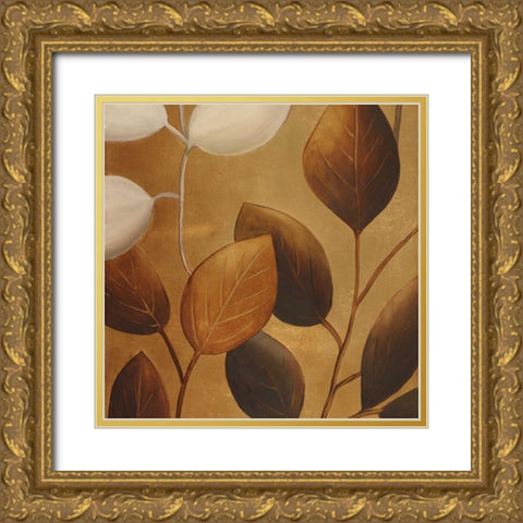 Gold Eco-Chic I Gold Ornate Wood Framed Art Print with Double Matting by Pinto, Patricia
