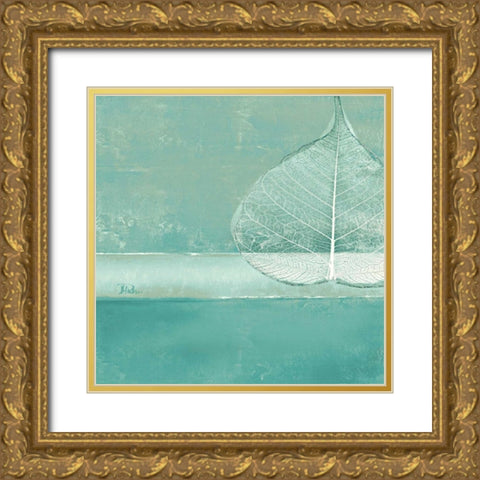 Less is More on Teal I Gold Ornate Wood Framed Art Print with Double Matting by Pinto, Patricia