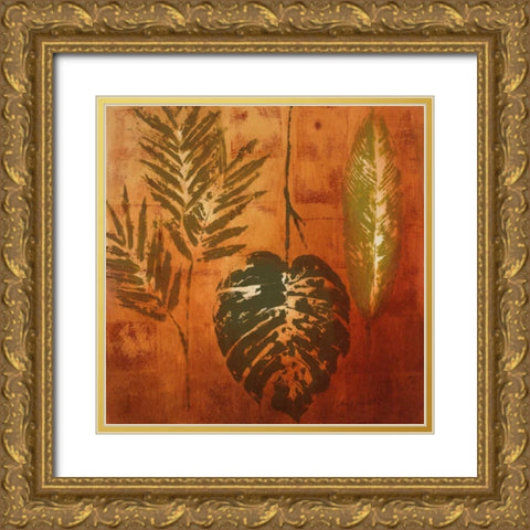 Luminous Leaves I Gold Ornate Wood Framed Art Print with Double Matting by Loreth, Lanie