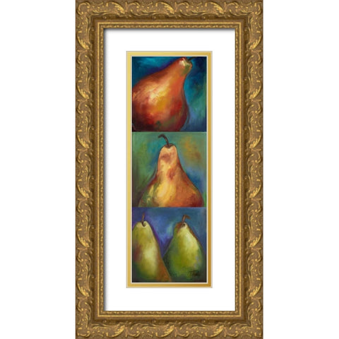 Pears 3 in 1 II Gold Ornate Wood Framed Art Print with Double Matting by Pinto, Patricia