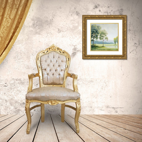 Green Land Square I Gold Ornate Wood Framed Art Print with Double Matting by Marcon, Michael