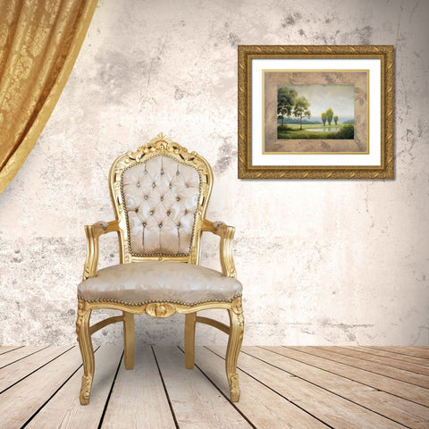 Green Land I Gold Ornate Wood Framed Art Print with Double Matting by Marcon, Michael