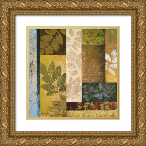 August Leaves I Gold Ornate Wood Framed Art Print with Double Matting by Marcon, Michael