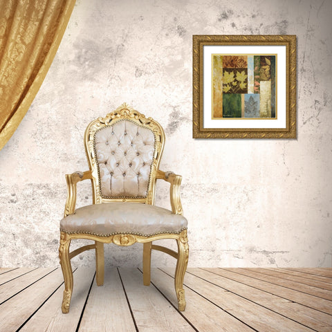 August Leaves II Gold Ornate Wood Framed Art Print with Double Matting by Marcon, Michael