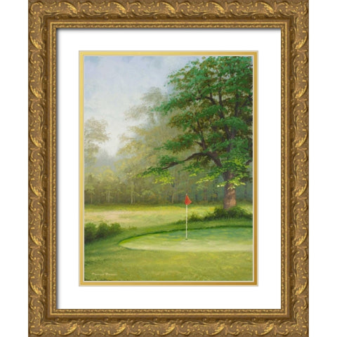 Amacoy Green II Gold Ornate Wood Framed Art Print with Double Matting by Marcon, Michael