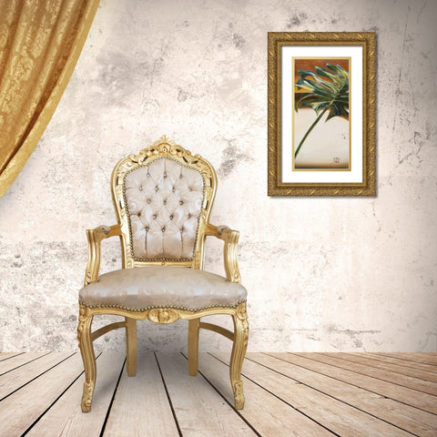 The Green Leaf I Gold Ornate Wood Framed Art Print with Double Matting by Pinto, Patricia