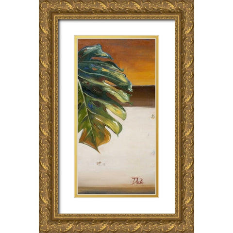 The Green Leaf II Gold Ornate Wood Framed Art Print with Double Matting by Pinto, Patricia
