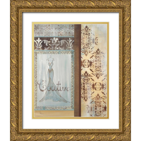 Couture Gold Ornate Wood Framed Art Print with Double Matting by Hakimipour-Ritter