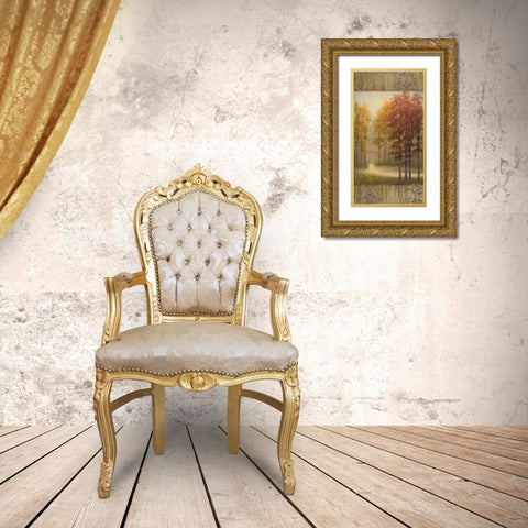 October Trees I Gold Ornate Wood Framed Art Print with Double Matting by Marcon, Michael