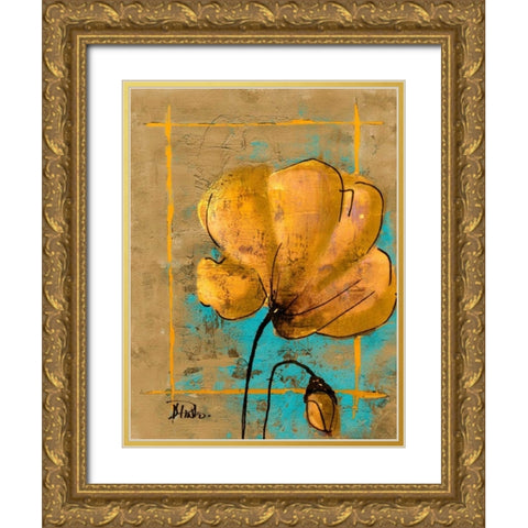 Golden Artistic Poppy II Gold Ornate Wood Framed Art Print with Double Matting by Pinto, Patricia
