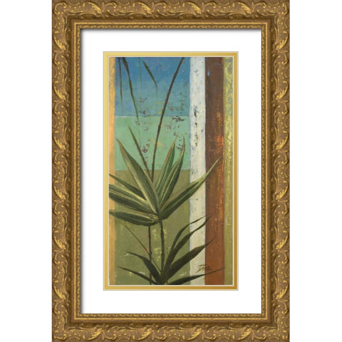 Bamboo and Stripes I Gold Ornate Wood Framed Art Print with Double Matting by Pinto, Patricia