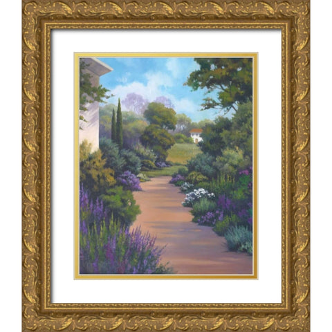 Garden Path I Gold Ornate Wood Framed Art Print with Double Matting by Rhyan, Vivien