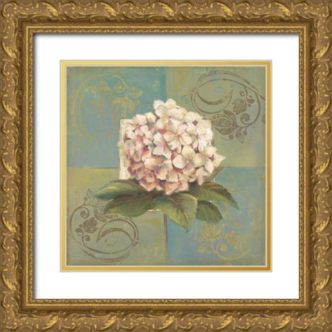 Hydrangeas on Green II Gold Ornate Wood Framed Art Print with Double Matting by Pinto, Patricia