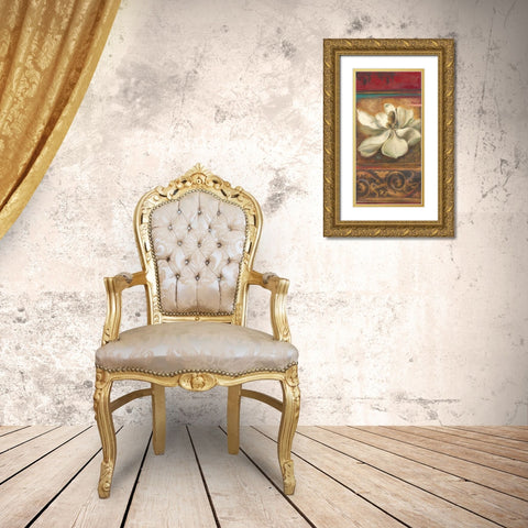 Red Eclecticism with Magnolia Gold Ornate Wood Framed Art Print with Double Matting by Pinto, Patricia