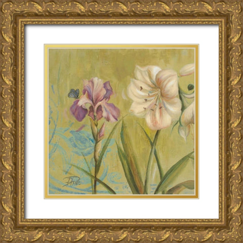 The Garden in Green I Gold Ornate Wood Framed Art Print with Double Matting by Pinto, Patricia