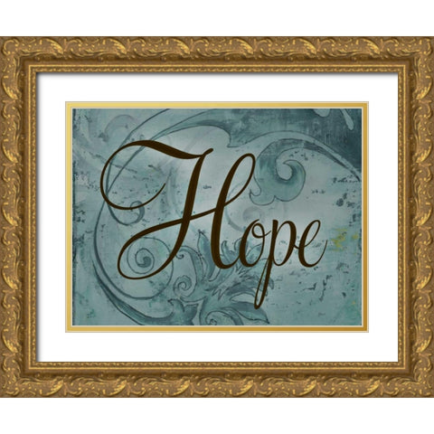 Hope Gold Ornate Wood Framed Art Print with Double Matting by Pinto, Patricia
