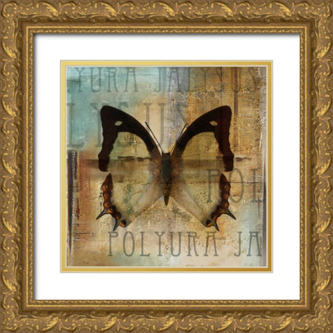 Polyurabutterfly I Gold Ornate Wood Framed Art Print with Double Matting by Pinto, Patricia