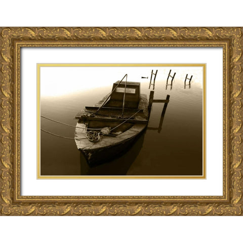 Boat III Gold Ornate Wood Framed Art Print with Double Matting by Mabat, Ynon
