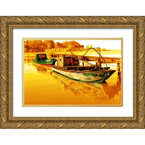 Boat IV Gold Ornate Wood Framed Art Print with Double Matting by Mabat, Ynon