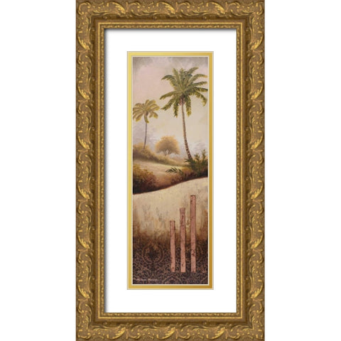 Tropical Gardens I Gold Ornate Wood Framed Art Print with Double Matting by Marcon, Michael