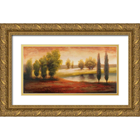 Summer Gleam Gold Ornate Wood Framed Art Print with Double Matting by Marcon, Michael