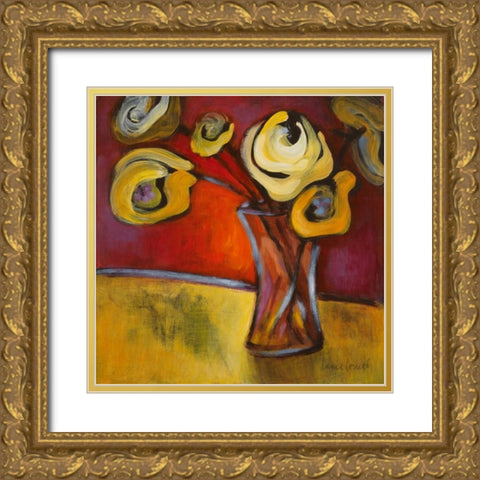 Yellow Poppies in a Vase Gold Ornate Wood Framed Art Print with Double Matting by Loreth, Lanie