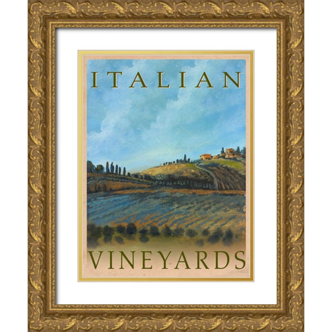 Italian Vineyards Gold Ornate Wood Framed Art Print with Double Matting by Kingsley